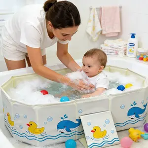 No-Install Foldable Baby Bathtub, Quick Setup & Easy Clean Toddler Bath Tub, Portable Baby Bath Basin, 78cm*24cm*42cm