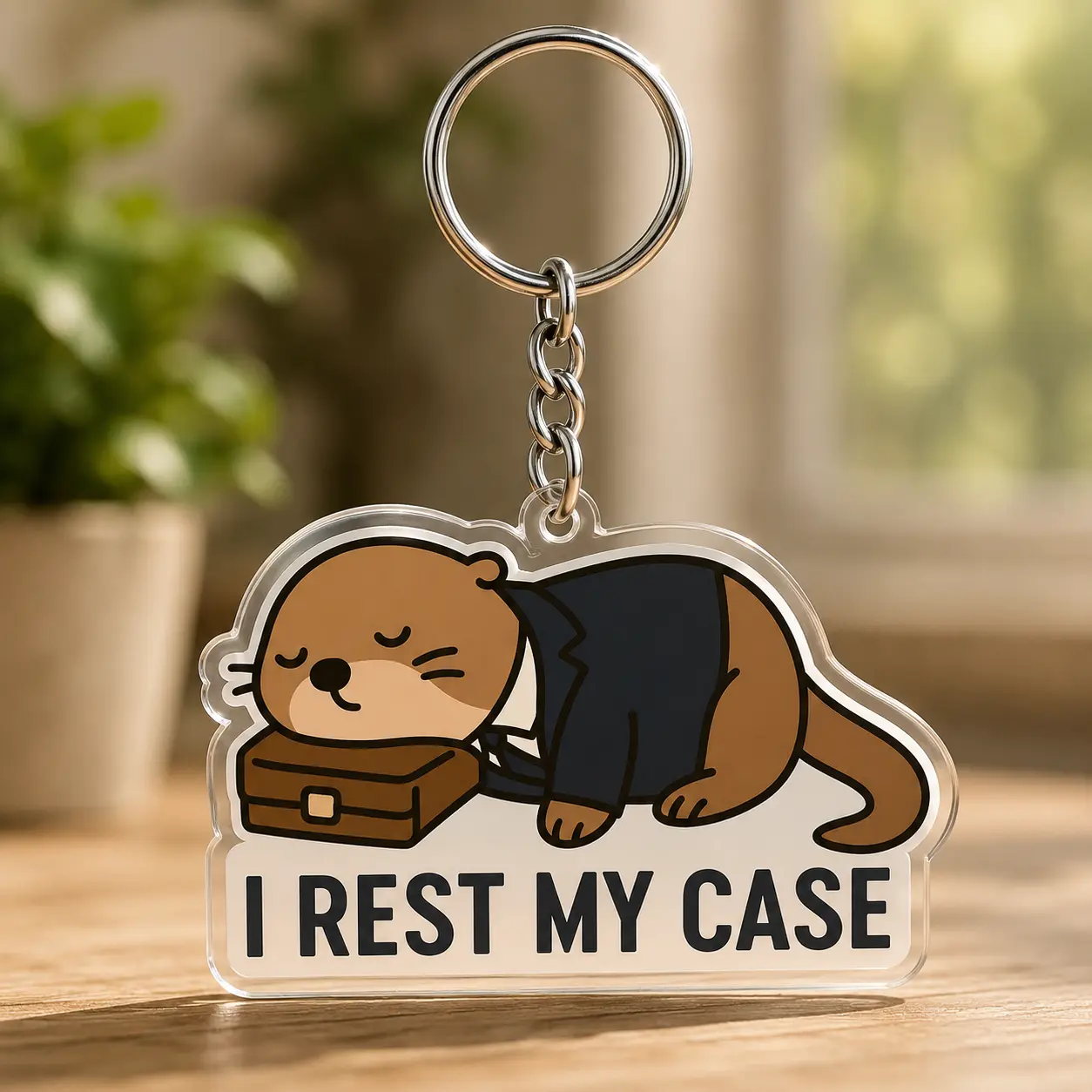 I Rest My Case Otter Acrylic Keychain Funny Lawyer Gift