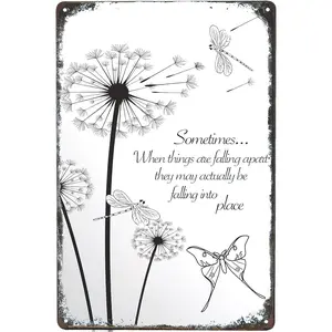 Dandelion Inspirational Wall Art Vintage Metal Sign Dragonfly and Dandelion Retro Iron Painting Metal Plaque for Kitchen Home Garden Bar Pub Man Cave Art Decor 12x8 inch : Home & Kitchen