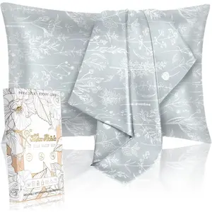 2 Pack Mulberry Silk Pillow Case for Hair and Skin 19 Momme Queen 30"x20" Floral Plants Sage Green Silk Pillowcase Soft Silk Pillowcase Sleeping for Moms,