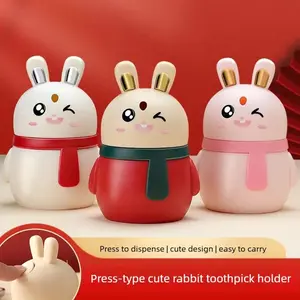 High-end restaurant toothpick box, cute rabbit toothpick holder, press-type automatic pop-up smart dispenser