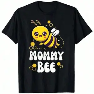 180g Pure Cotton Single-Sided Printed Round Neck T-Shirt Mommy Bee Shirt Family Bee Shirts First Bee Day Outfits Men T-Shirt.Jpg Tee Comfortable