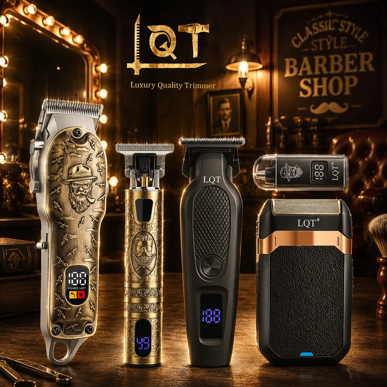 Luxury 5-in-1 Cordless Men's Grooming Kit - Precision Clipper, Beard Shaver, Nose Trimmer, Body Trimmer & LED Display, Barber Equipment， Gift， Stainless， Brush， Steel， Brush， Daily， Carbon