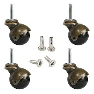 Ball Caster Wheels, Vintage Furniture Replacement Castors for Chair, Leaf Table, Tea Trolley - 30Kg Load Capacity Each for Ottomans, Wheelchair, Coffee Table - Swivel Casters (4 Pcs) ABSOK
