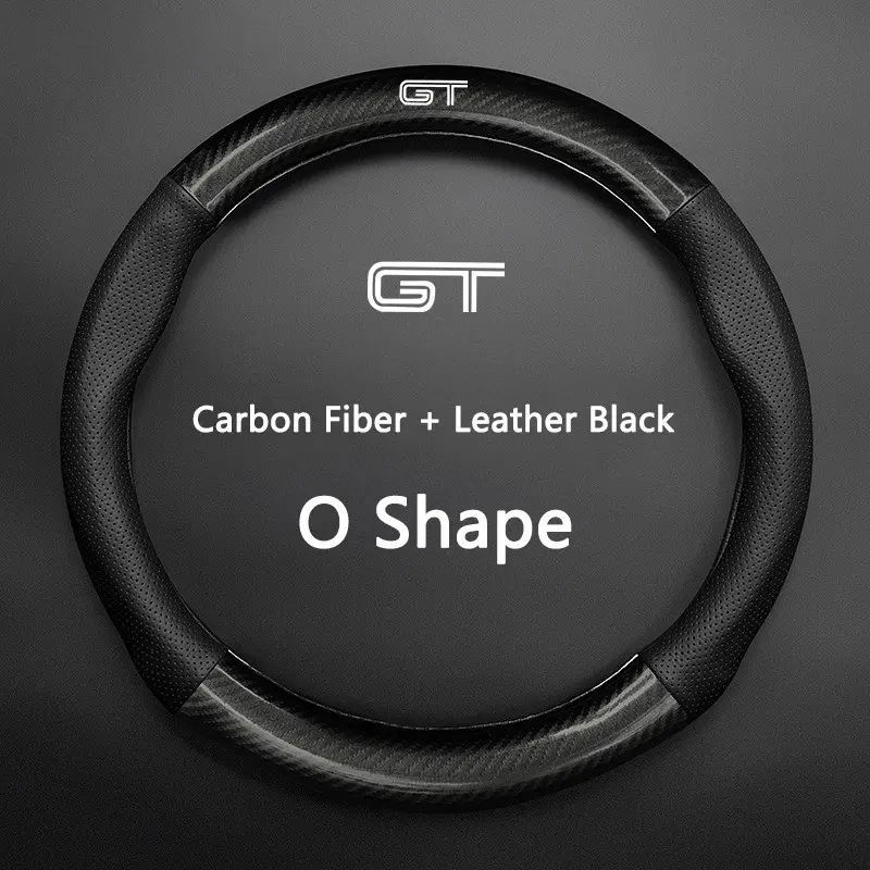 Ford Mustang Gt Gt350 Gt500 Auto Accessories, Steering Wheel Covers, Car Steering Wheel Insert Accessories, Carbon Fiber & Leather Material, Design, Durable Automotive Car Accessory