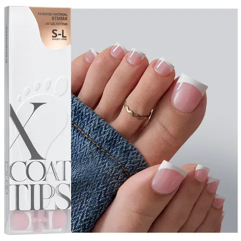 BTArtboxnails XCOATTIPS Soft Gel Press On Toenails Kit - 160pcs Real Square Pink French Style, 6 Sizes for Short Thumbs & Adult Beds, Easy to Remove Grease, DIY Nail Art for Women (toenails-bfs-kit-pink253-real square)