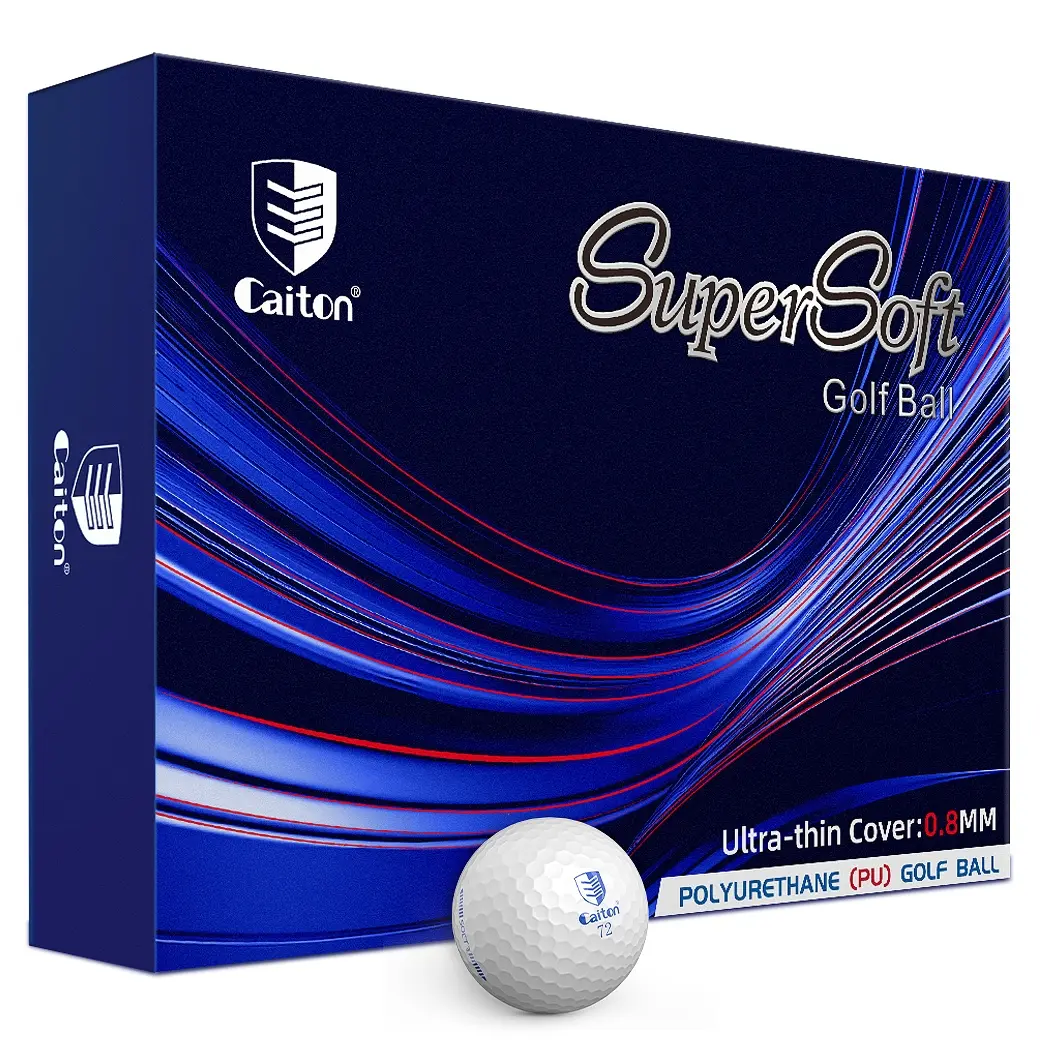 Caiton 12-pack Tournament Grade PU Golf Balls, featuring a 3/4 layer design, suitable for high-speed swings, with a soft feel.  Ideal for golf enthusiasts and professional players, making them the perfect gift for any golfer.