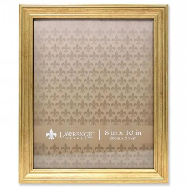 LAWRENCE Burnished Golden Decorative Rectangular Frame 8x10, Composite Material with Glass Front, Wall-Mountable or Tabletop Easel for Baby Decor, Golden Frame, Frame Design