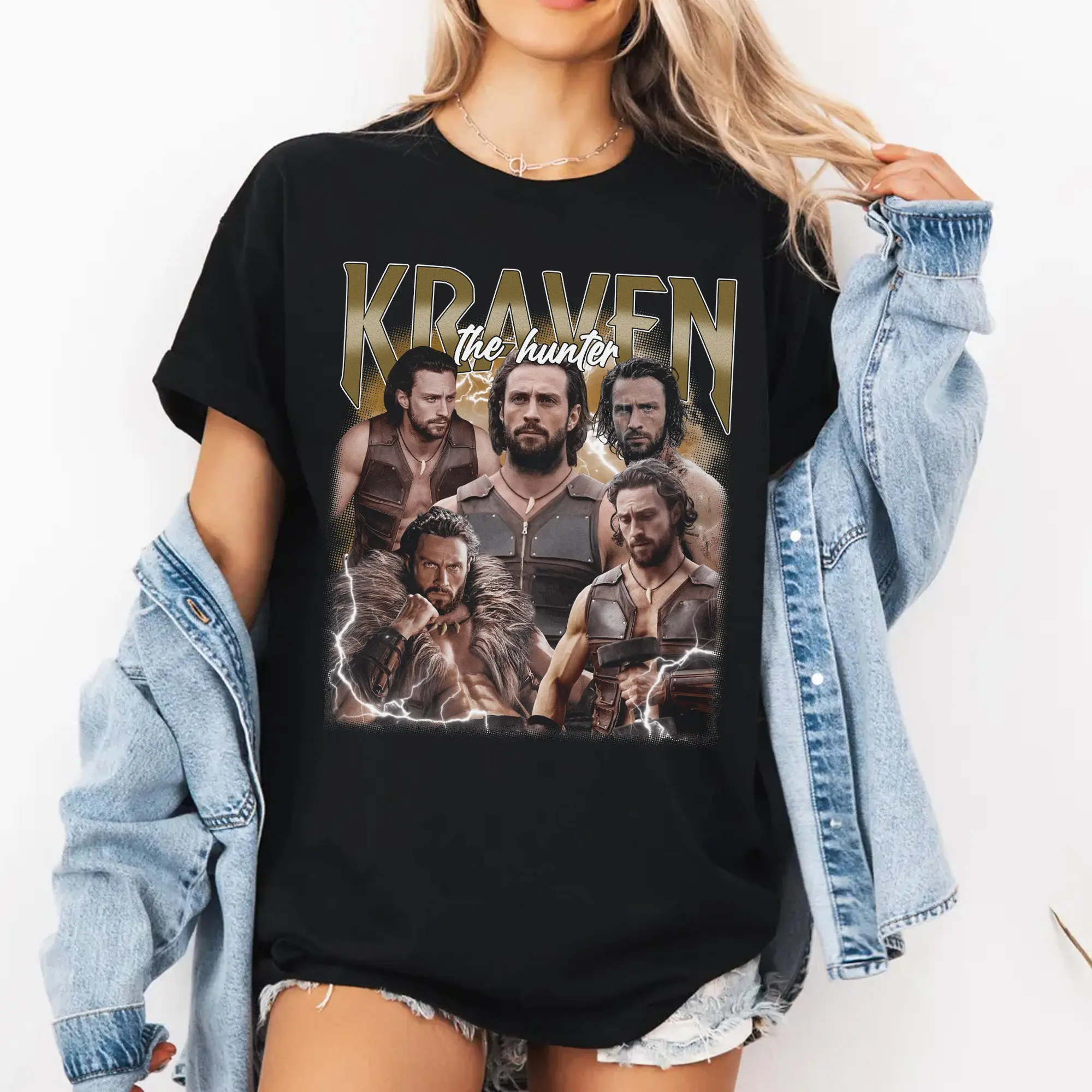 Kraven The Hunter Vintage T-Shirt, Aaron Taylor - Johnson Shirt, Aaron Taylor in Kraven The Hunter Sweatshirt, Gift For Movies Lovers