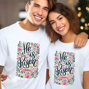 Christian Easter Couple Shirt, Floral Easter Shirt, Jesus Resurrection Shirt, Easter Gift, Floral Christian Shirt