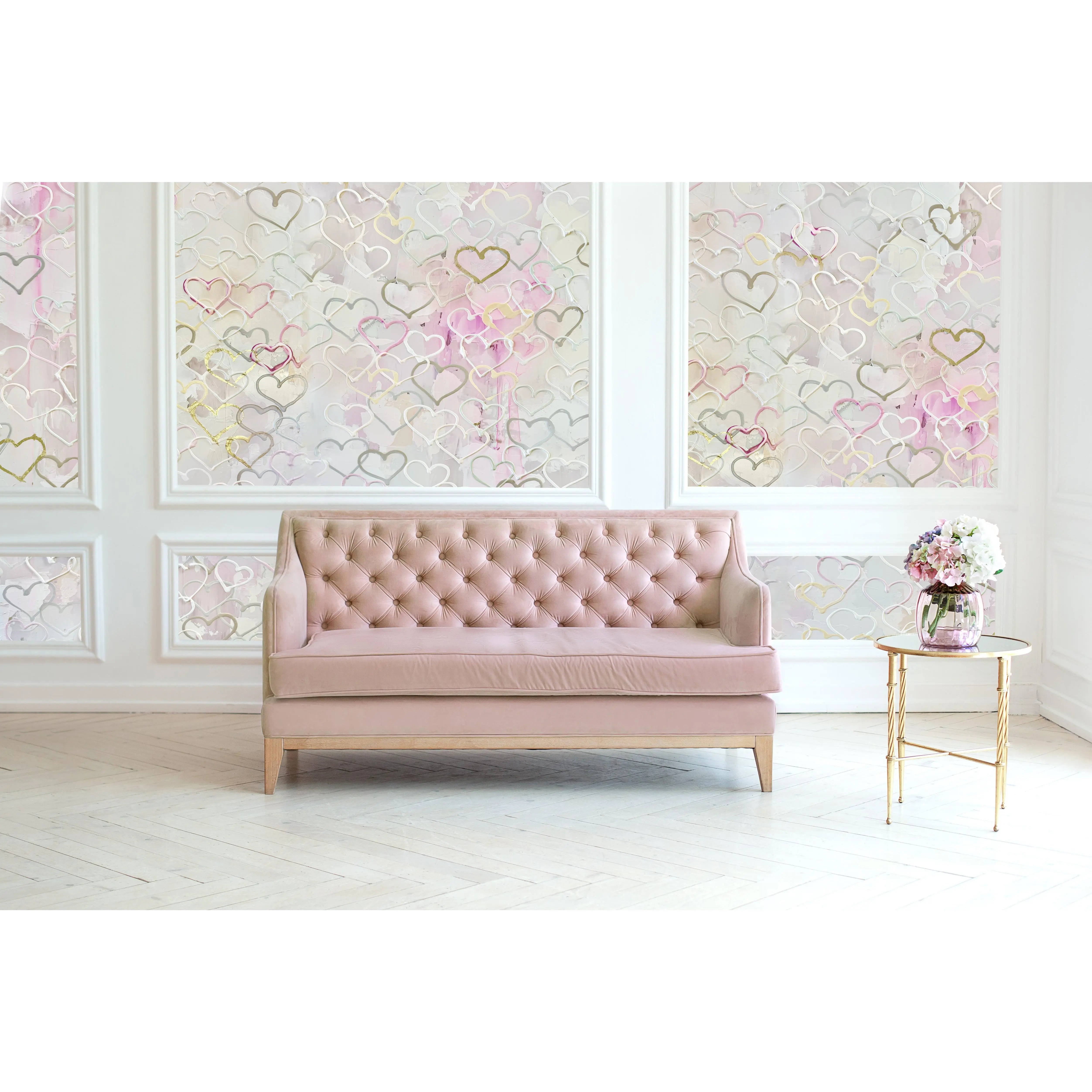 "Blush Heart Flutter" Wallpaper | Oversized Wall Mural Design By Vivian Ferne