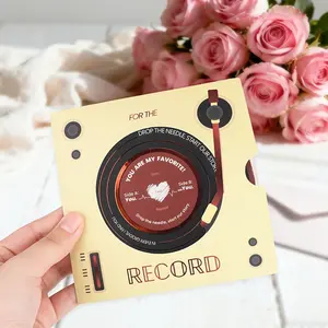 Creative Record Greeting Card Custom Message Card for the Record Love Letter Gift, Valentine's Day Anniversary Birthday Present for Boyfriend Girlfriend Husband Wife, Couple Party Cards