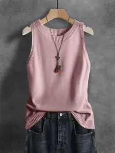 Women' Knit Vest Vintage Sleeveless Top Casual Commute & Vacation Summer