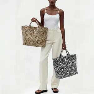 Women's Leopard Print Double-Layer PVC Tote Bags, Large-Capacity Solid-Color Handbag for Beach Commute Use, Multi-Purpose Travel Toiletry Swimming Bag, Ideal Holiday Birthday Gift (Local Shipping) Durable Tote Bag Tote Purse