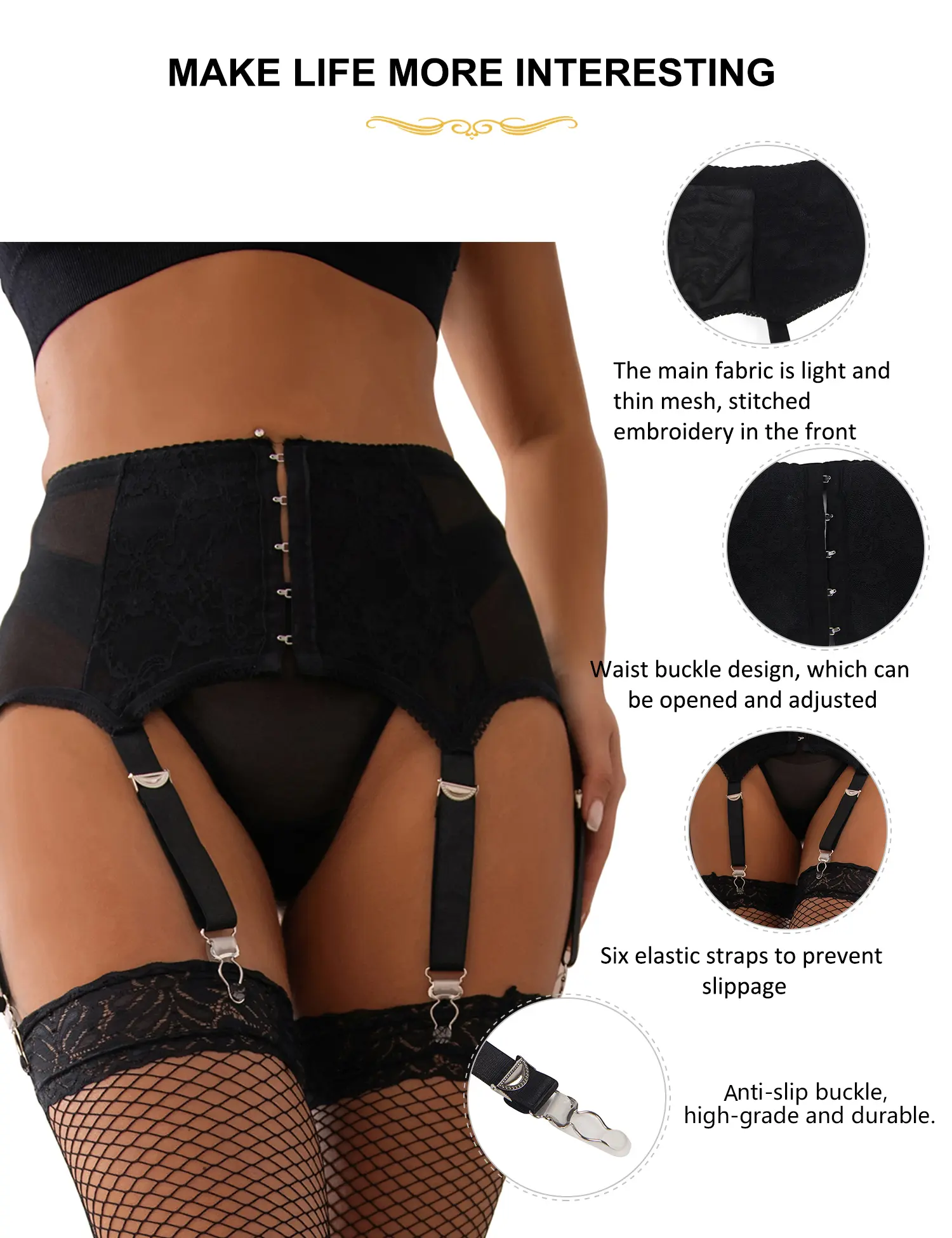OHYEAH Women's Plus Size Floral Lace Garter Belt, Smooth Fabric Adjustable Mesh Suspender Belt with 6 Straps Metal Clips for Thigh High Stockings, Ideal for Birthday Occasions - TikTok Shop OHYEAH Women's Plus Size Floral Lace Garter Belt, Smooth Fabric Adjustable Mesh Suspender Belt with 6 Straps Metal Clips for Thigh High Stockings, Ideal for Birthday Occasions - TikTok Shop