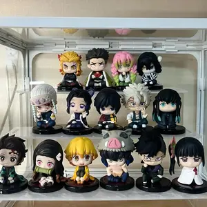 Demon Slayer Figure Toy Anime Kimetsu No Yaiba Q Version Sitting Tanjiro Nidouzi Inosuke Zenizu PVC Figurine Model Doll Gifts