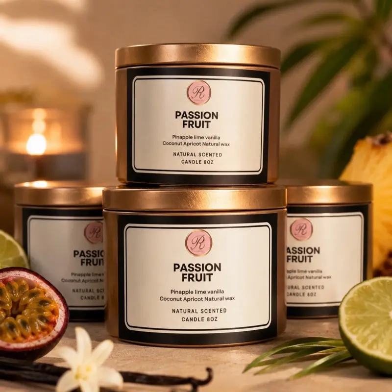 Passion Fruit Luxury Coconut Apricot Wax Candle | Pineapple Lime Vanilla | Wooden Wick | 8 oz Natural Scented Candle