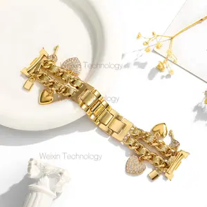 metal strap suitable for Samsung Galaxy Watch 8 40mm 44mm/Watch8 Classic 46mm watch strap, chain with decorative hanging accessories, Samsung watch strap, female accessories, Smart Watch Straps, Smartwatch Accessories