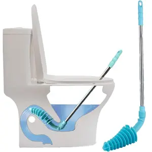Toilet Plunger, Siphon Type Toilet Clog Remover, Flexible Rubber  Stainless Steel Handle, Toilet Dredge Tool,  (Blue)