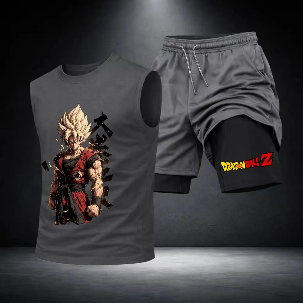 Men’s Black Workout Set Sleeveless Tank Top & Sports Shorts 2-Piece Gym Outfit Men’s Black Workout Set Sleeveless Tank Top & Sports Shorts 2-Piece Gym Outfit