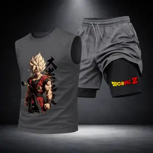 Men’s Black Workout Set Sleeveless Tank Top & Sports Shorts 2-Piece Gym Outfit