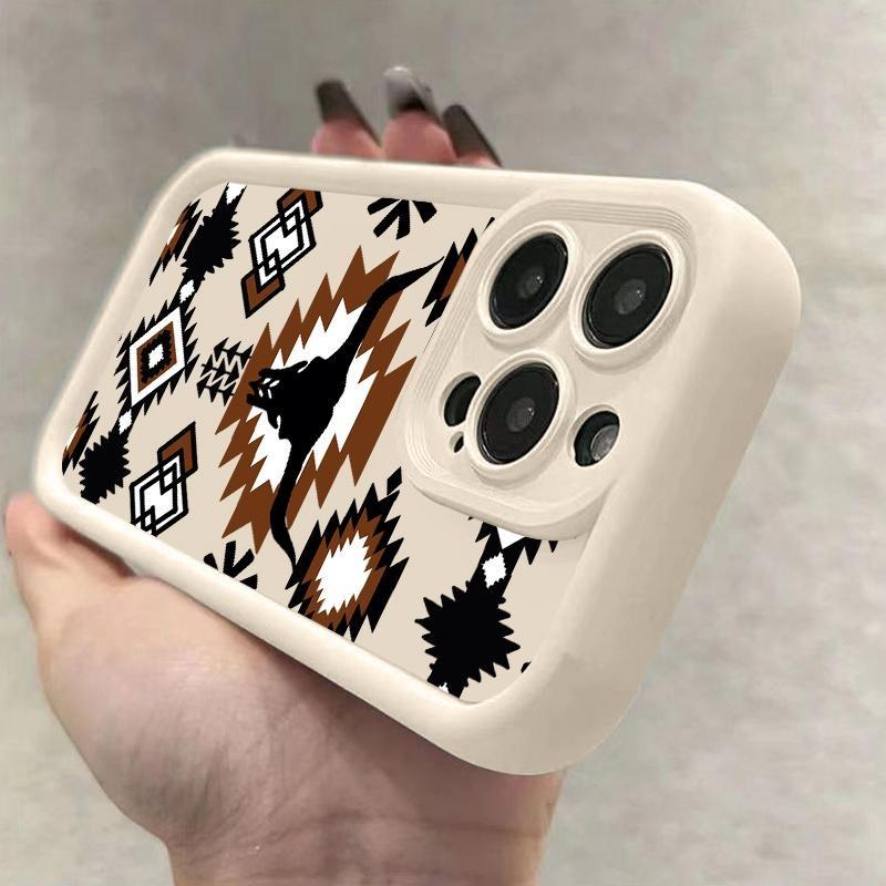Retro Western Cowboy Pattern TPU Phone Case for iPhone 15 16 14 Pro Max 13 12 11 XR XS Plus E Shockproof Full Camera Protection Durable Slim Silicone Cover Smartphone Casing