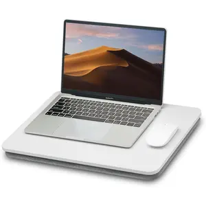 Portable Lap Laptop Desk with Pillow Cushion, Fits up to 15.6 inch Laptop, Lap Stand for Bed & Couch & Carpet, Book Tablet/Drawing Board/Computer Laptop Stand - White