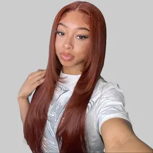 【NEW】FORGIRL FOREVER #33 Reddish Brown Layered Cut Wear Go Glueless Wigs 180% Density 7x5 Pre-cut Straight Lace Front Wigs Human Hair Wigs