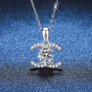925 silver 1ct moissanite necklace, women's minimalist pendant Fashionable, simple and versatile necklace J171
