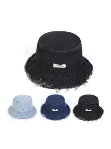 Unisex Asymmetrical Bucket Hat, Casual Woven Fabric, Spring & Fall Outdoor Sun Protection, Travel Beach Vacation Accessory