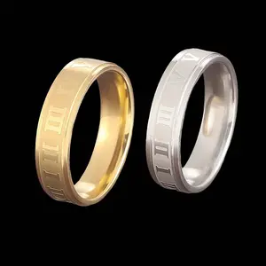 6MM Roman numeral ring couple ring multiple sizes to choose from for men and women daily wear