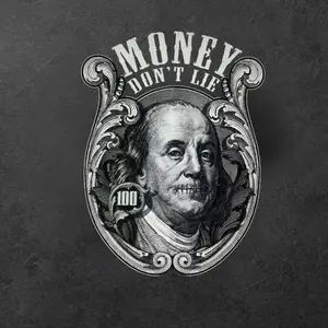Money Don’t Lie Benjamin Franklin Sticker, Vintage Dollar Art Decal for Wallet Laptop Business Humor Gift