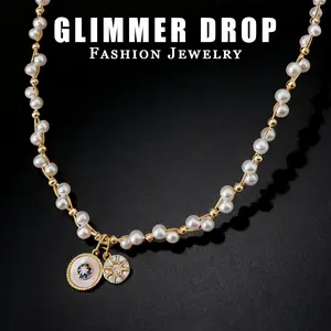 【Glimmer Drop】Vintage Luxury Zircon & Faux Pearl Eight-Pointed Star Pendant Necklace - High-End Aesthetic Clavicle Chain, Fashion Temperament Jewelry for Women high necklace