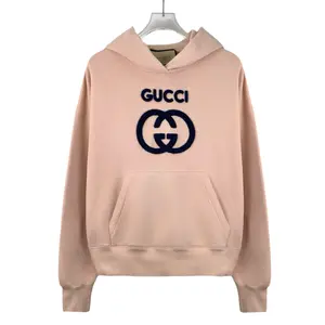CALUXA- Gucci Pink Logo Flocked Cotton Hoodie Size S