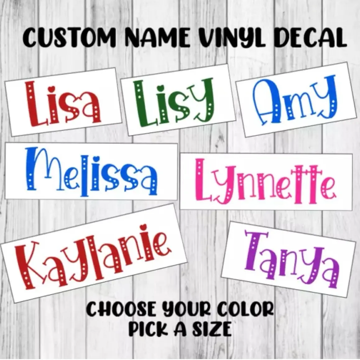 Custom Name Vinyl Decal Personalized Cursive Lettering Permanent Sticker Organiser, Bottles, Cups, Canister, Laptop, Luggage, Car, Truck, Window, Wall