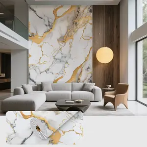 Marble Wallpaper Roll 15.7x118.1/23.6x118.1in Self-Adhesive Waterproof Oil Proof Heat Resistant Easy Clean Kitchen Bathroom Decor