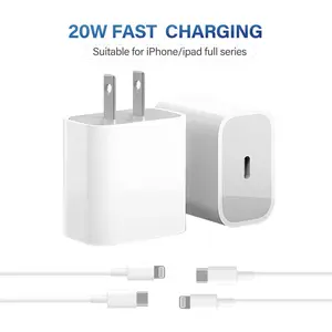 Buy 1 Get 1 Free: 2-Pcs 20W PD Fast Charger Block & 5Ft Type-C to Light ning Cable for i Phone 17/16/15/14/13/12/11, i Pad - Travel Ready，Smartphones with other CC interfaces