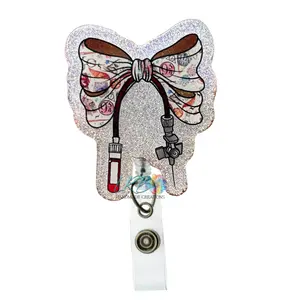 Wizard World Phlebotomy Bow Badge Reel - Handmade ID Holder for Nurses, Teachers & Students - Magical Work Accessory - Retractable Name Badge Clip - Wizarding World Gift - Potterhead