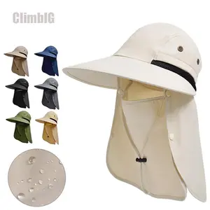 Detachable Fisherman Sun Hat | UPF50+ 360° UV Protection Sun Hat | with Removable Face Neck Flap Wide Brim Breathable Mesh Cooling Bucket Hat Adjustable | Unisex for Fishing Hiking Camping Gardening Beach Travel Summer Essential
