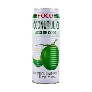 FOCO Thai Coconut Jelly Drink 520ml - Refreshing Coconut Juice with Coconut Pulp Taste