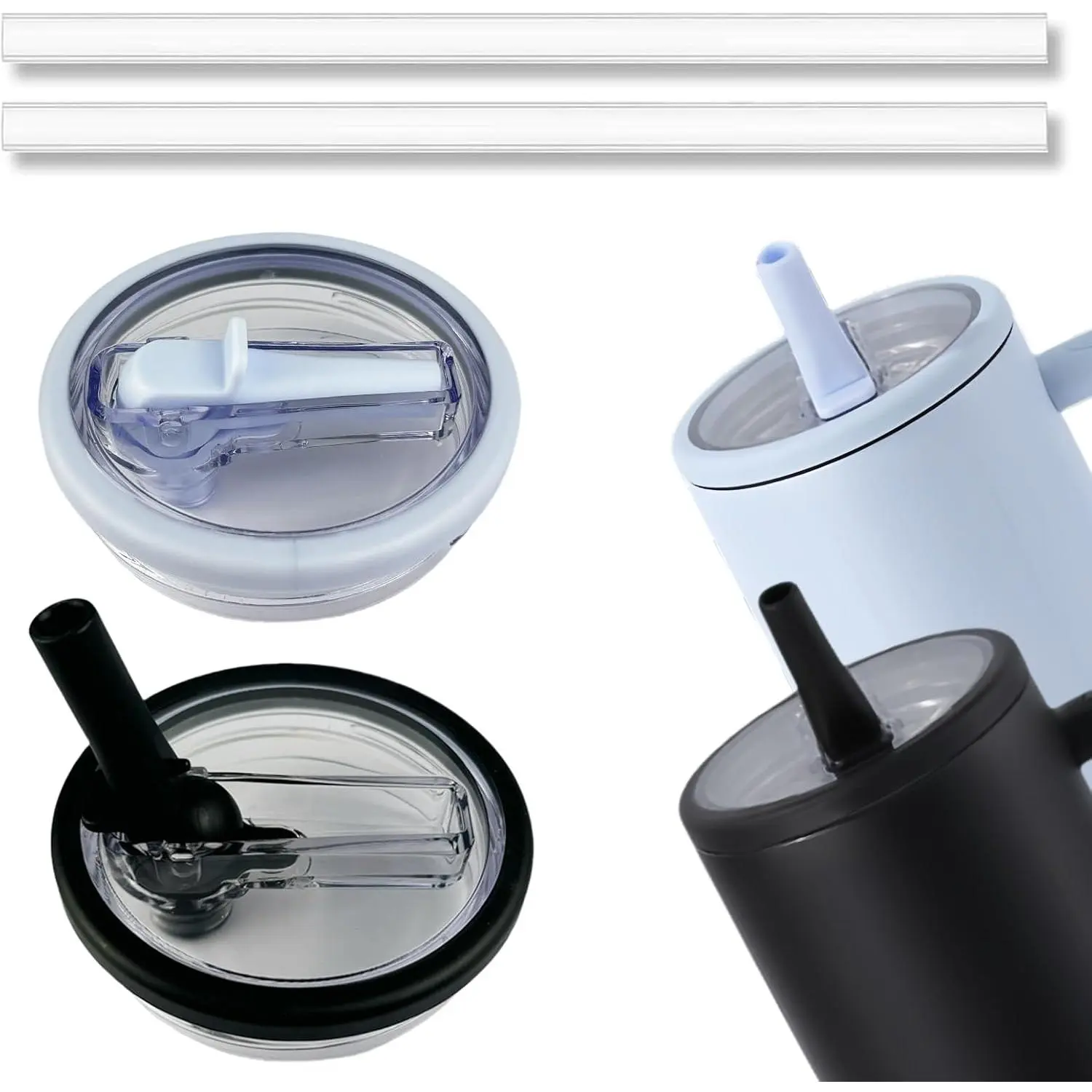 2P Stanley Multi-color Overflow Protection Cup Lid, Insulated Cup Lid with Thickened Silicone, Foldable Straw Lid, Large Capacity Thermos Lid