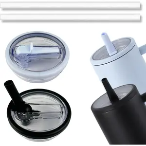 2P Stanley Multi-color Overflow Protection Cup Lid, Insulated Cup Lid with Thickened Silicone, Foldable Straw Lid, Large Capacity Thermos Lid