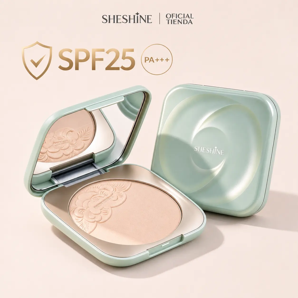 Sheshine Compact Powder Makeup Products, 12H Long-Lasting Foundation, Oil Control, Water-Sweat Resistant, Smooth Texture, Multiple Shades with Rose Essential Oil