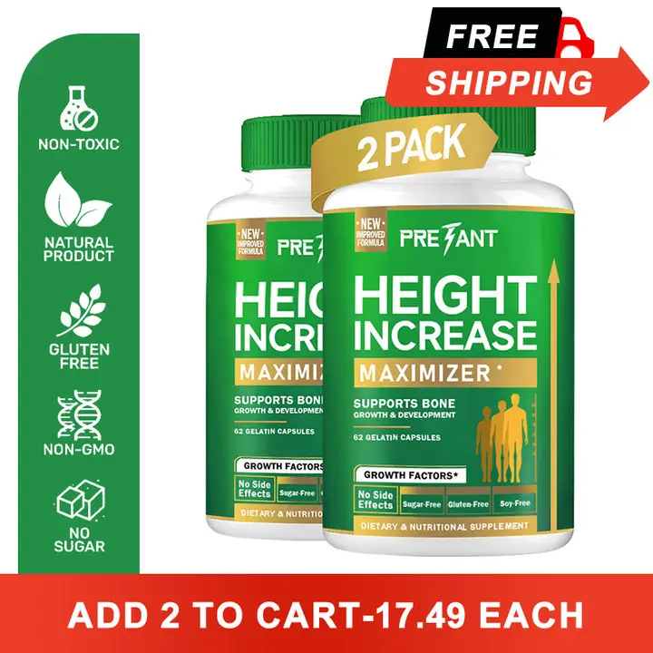 PRETANT-Growth Capsules - Height Increase Maximizer with Calcium for Bone Strength -Natural Get Taller Supplement - Pack of 2 Dietary Edible Healthcar