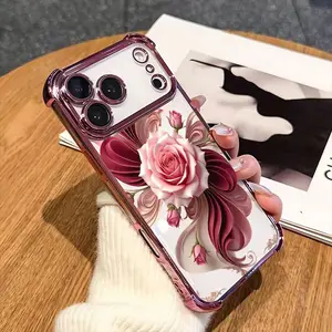 Phone Case - Exquisite Three-Dimensional Rose Relief New Transparent Phone Case for Iphone 17 16 15 14 13 12 11 PRO MAX PLUS, AIR and iPhone X XS MAX, shockproof and dustproof phone case, perfect holiday gift for friends and family