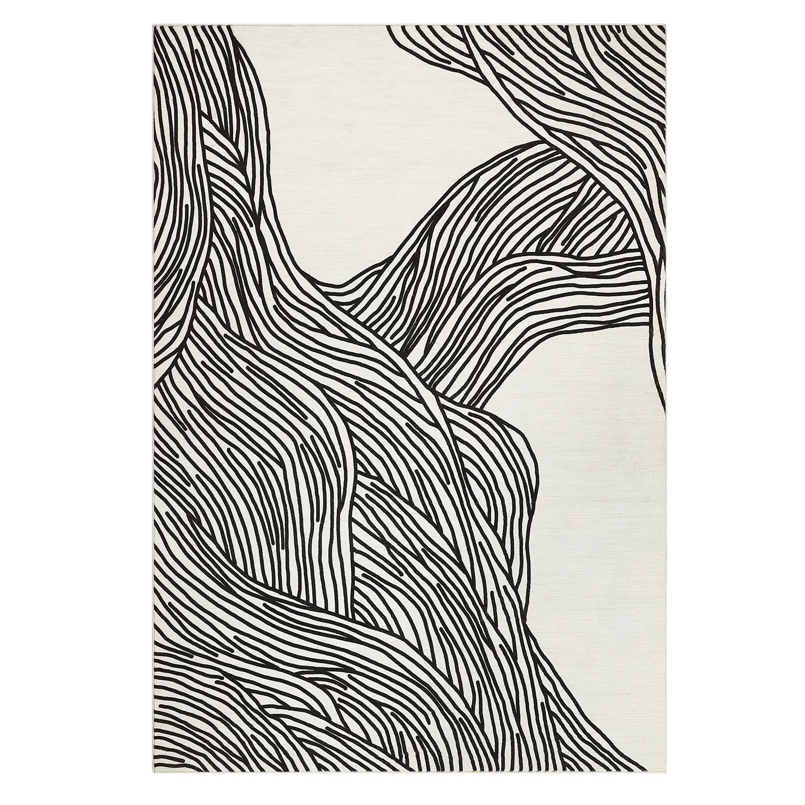 5x7 ft Washable Low-Pile Weave Abstract Stripes Area Rug - Soft Non-Slip Modern Throw Mat, Decorative Graphic Statement Rug for Living Room High Traffic Decor, Abstract Area Rugs, Decorative Area Rugs