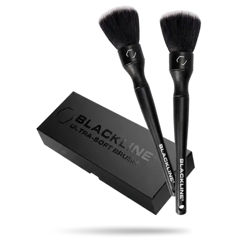 BLACKLINE Ultra-Soft Brush Set - Trusted Automotive Detailing Tools, Gentle Clean Interior Detailing Kits, Scratch-Free, Precise Controlled Scrub, Corner Reach, Glossy Finish Safe, Non-Slip Grip, Dashboard & Piano Black Surface Care