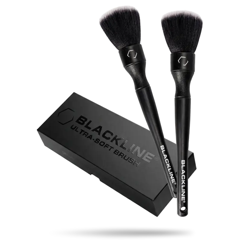 BLACKLINE Ultra-Soft Brush Set - Trusted Automotive Detailing Tools, Gentle Clean Interior Detailing Kits, Scratch-Free, Precise Controlled Scrub, Corner Reach, Glossy Finish Safe, Non-Slip Grip, Dashboard & Piano Black Surface Care