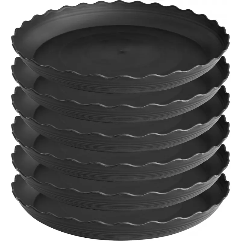 6 Pack Plant Saucer, 6 8 10 12 14 16 inch Plant Trays for Pots, Heavy Duty Plant Saucers for Indoors no Holes, Plastic Plant Saucer for Planter (6", Black)