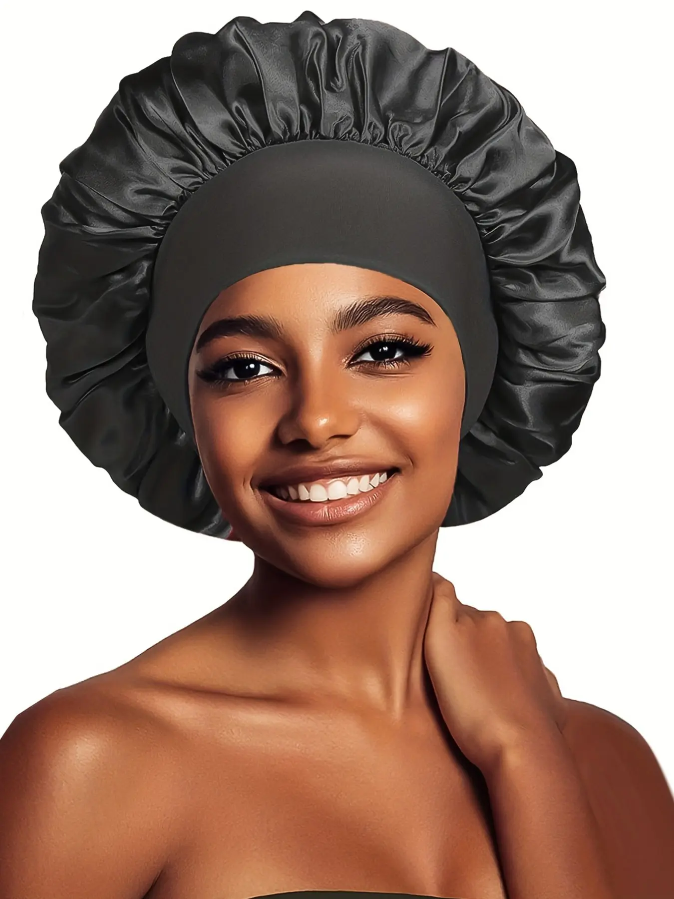 Men's Oversized Satin Sleep Cap, Comfortable Night Sleeping Hat, Practical Bath Accessories, Women's Elastic Sleep Cap, Wide Brim Hat, Satin Bonnet